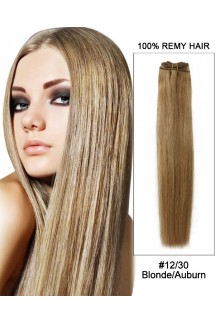 20” #12/30 Golden Brown/Auburn Straight Weave Remy Hair Weft  Human Hair Extensions 20” #12/30 Golden Brown/Auburn Straight Weave Remy Hair Weft  Human Hair Extensions